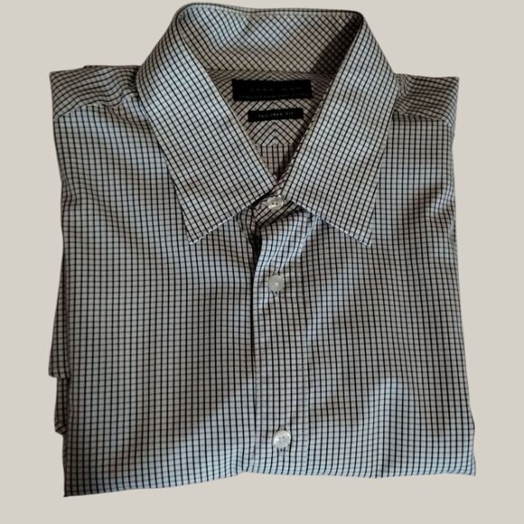 Zara Man Tailored Fit Checkered Long Sleeve Cotton Shirt Black/White Size 16 - Picture 8 of 10